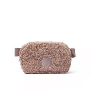 Pink Victoria's Secret Cozy Fleece Sherpa Belt Bag Iced Coffee Taupe Fanny Pack